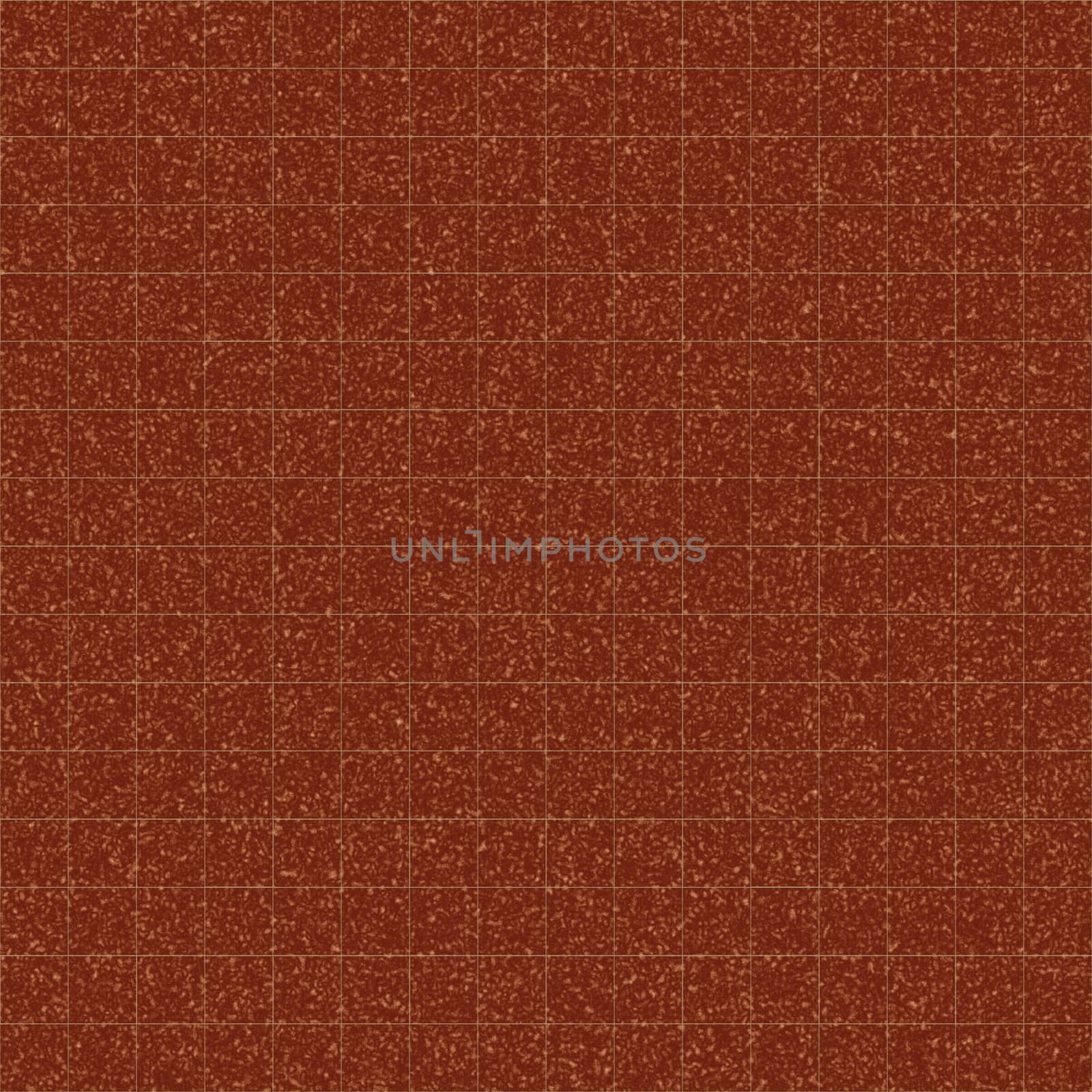 The surface of the bathroom is made of small square tiles dark orange speckled