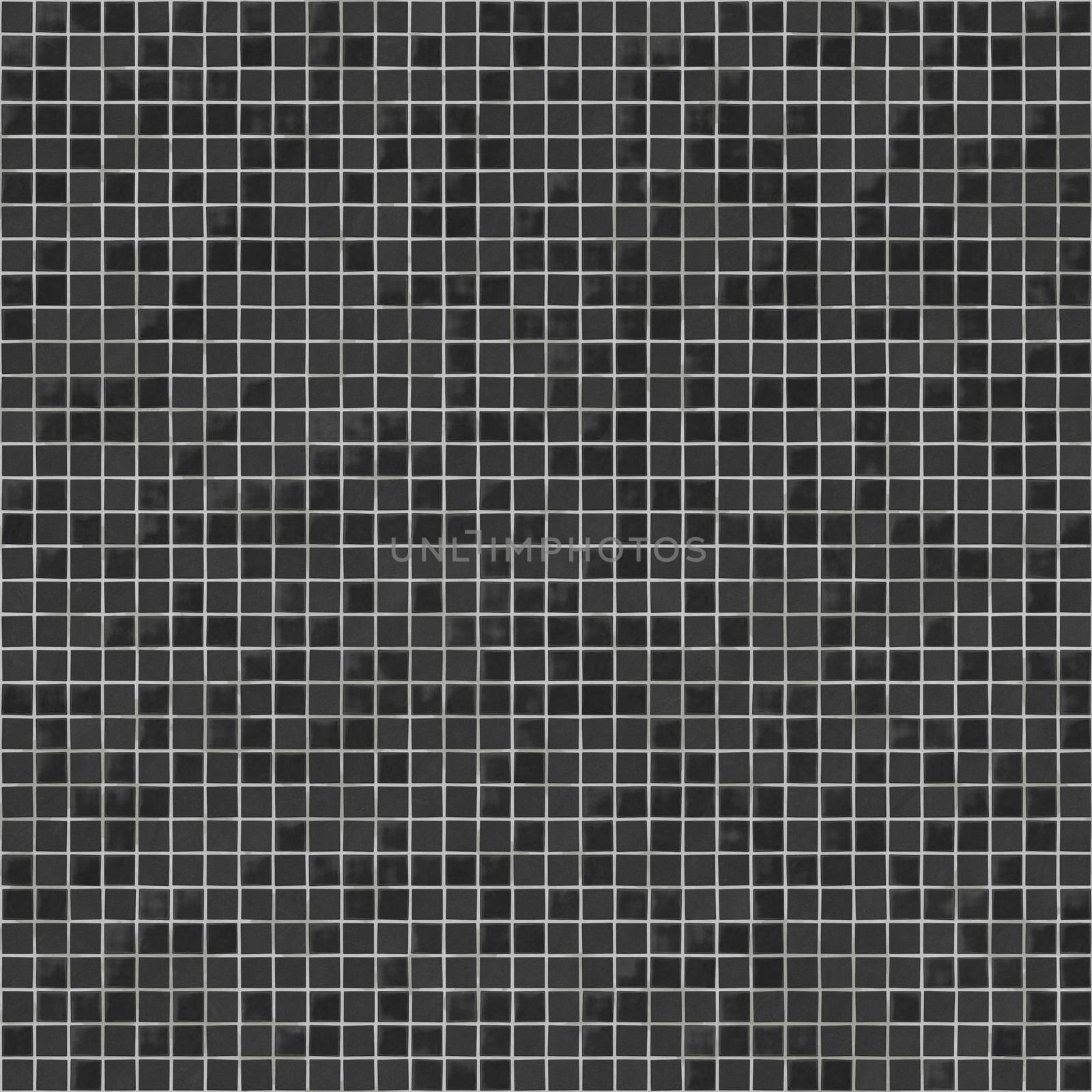 Black and gray mosaic lined with small square pieces of tiles