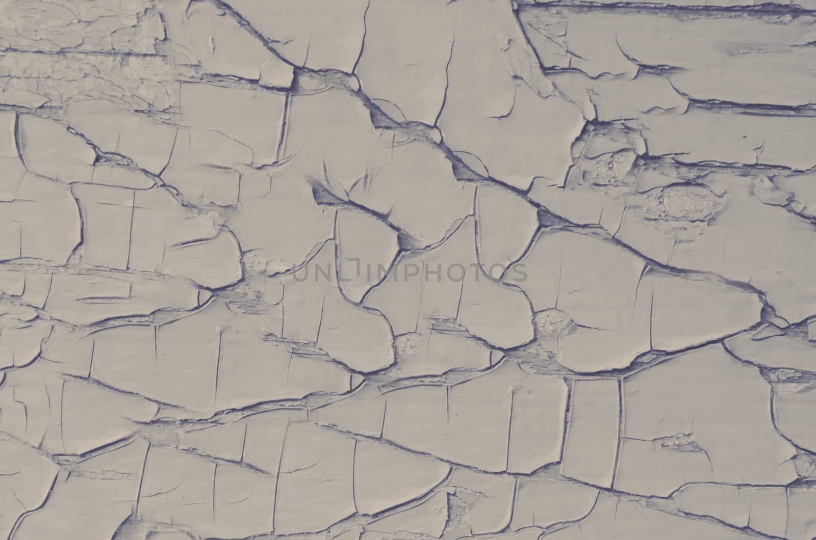 Cracked gray paint close-up on the surface