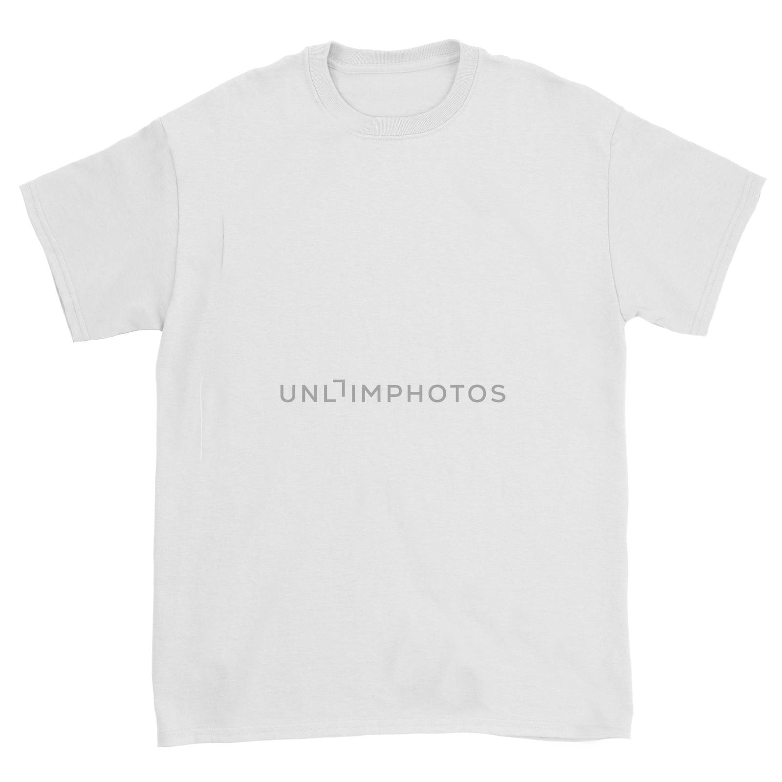 White t-shirt on a white background with a clean surface for advertising