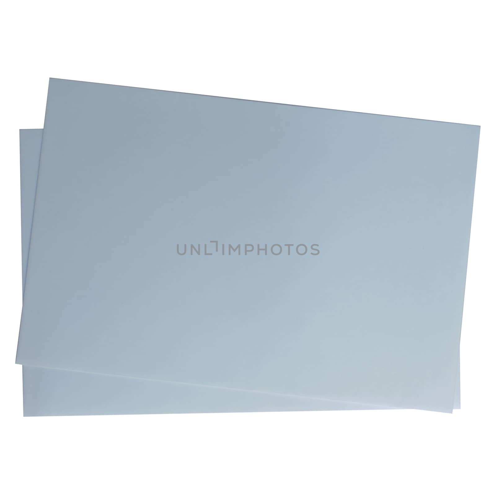 Two isolated sheets of grey paper on a white background.Texture or background