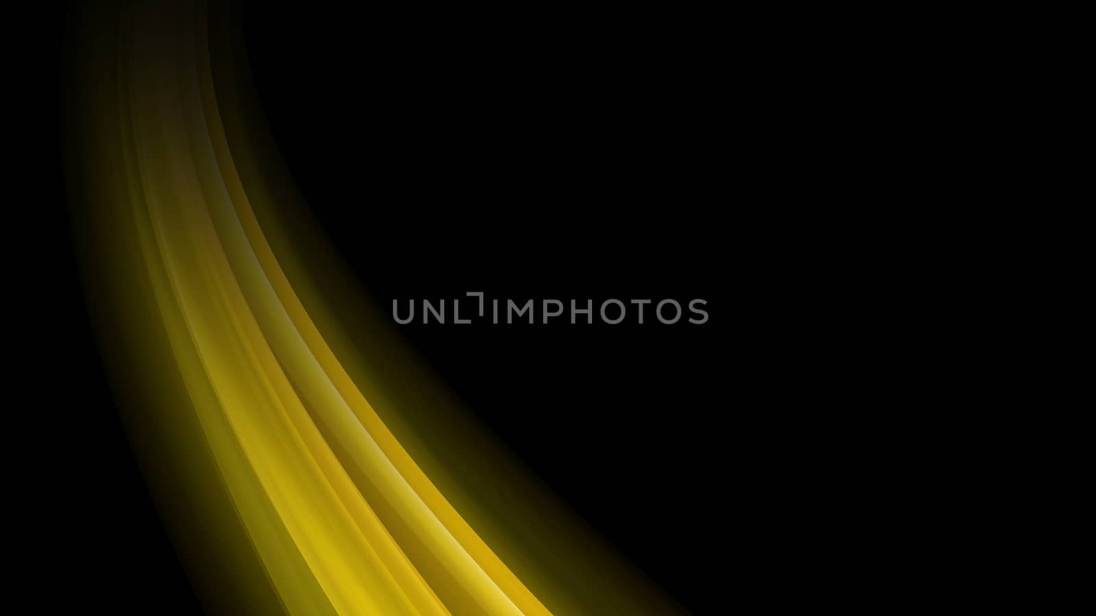 Abstract yellow curved lines on a black background.Texture or background