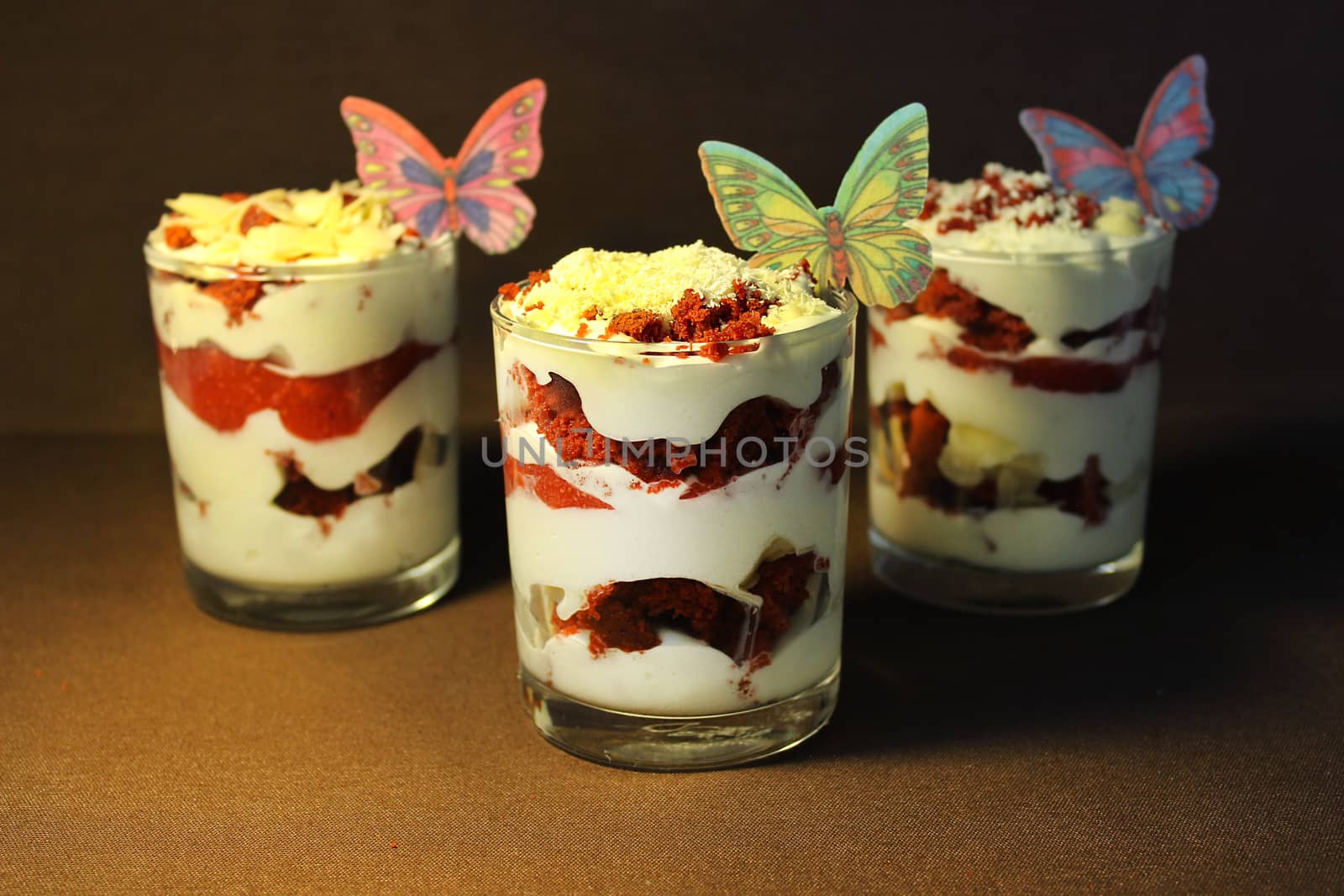 Strawberry flavored ice cream with cupcake filling decorated with strawberry slices