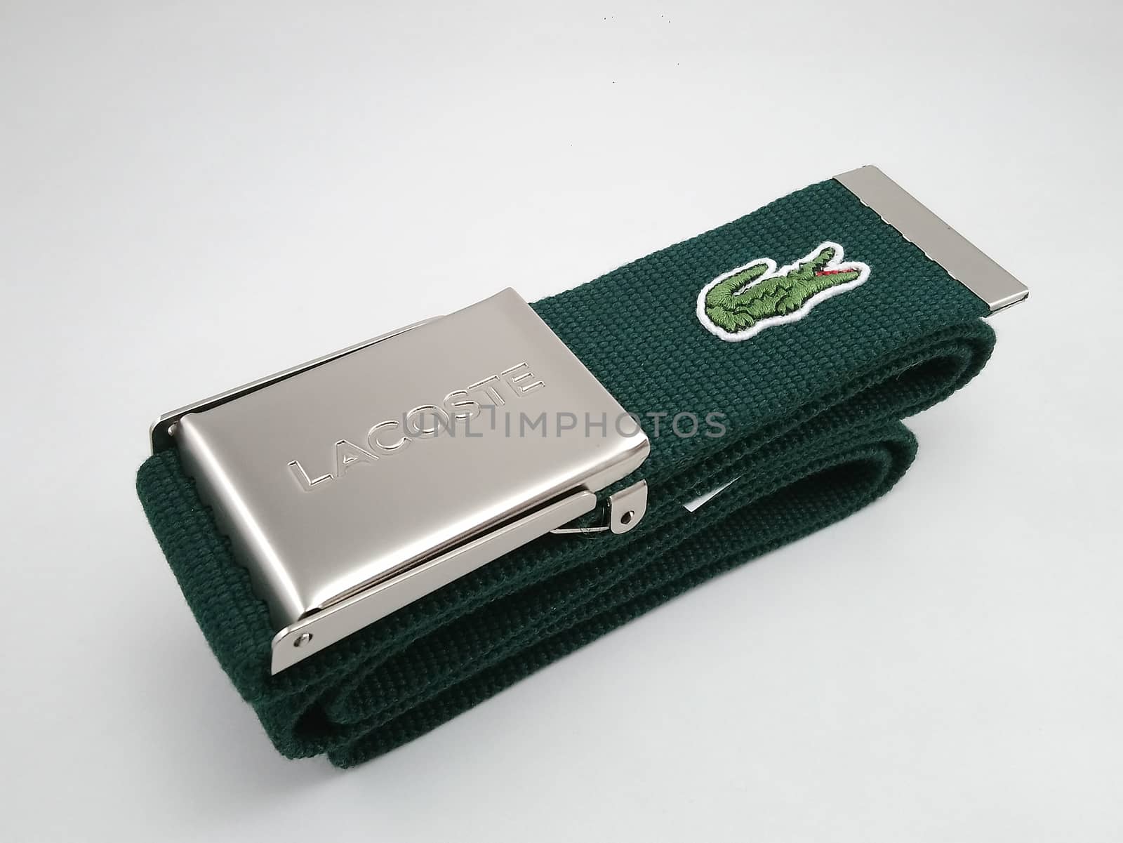 MANILA, PH - SEPT 22 - Lacoste mens belt green color with metal buckle on September 22, 2020 in Manila, Philippines.