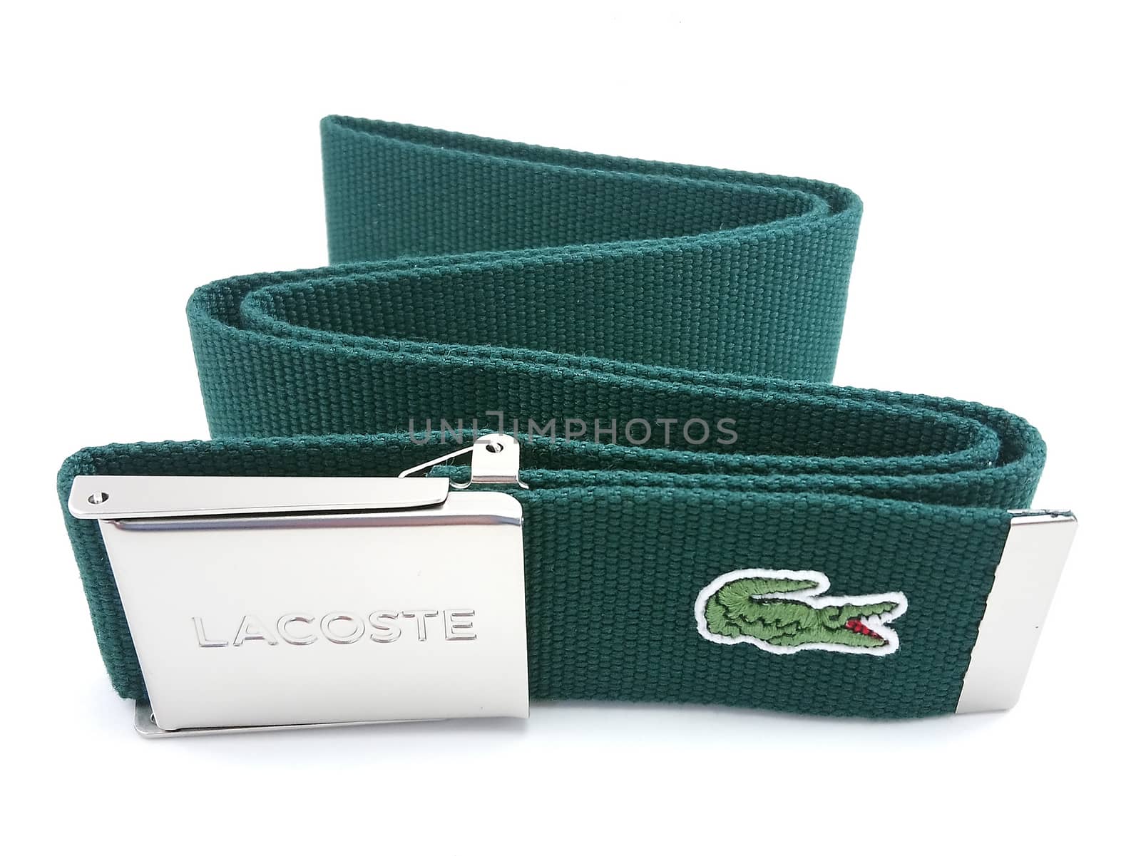 MANILA, PH - SEPT 22 - Lacoste mens belt green color with metal buckle on September 22, 2020 in Manila, Philippines.