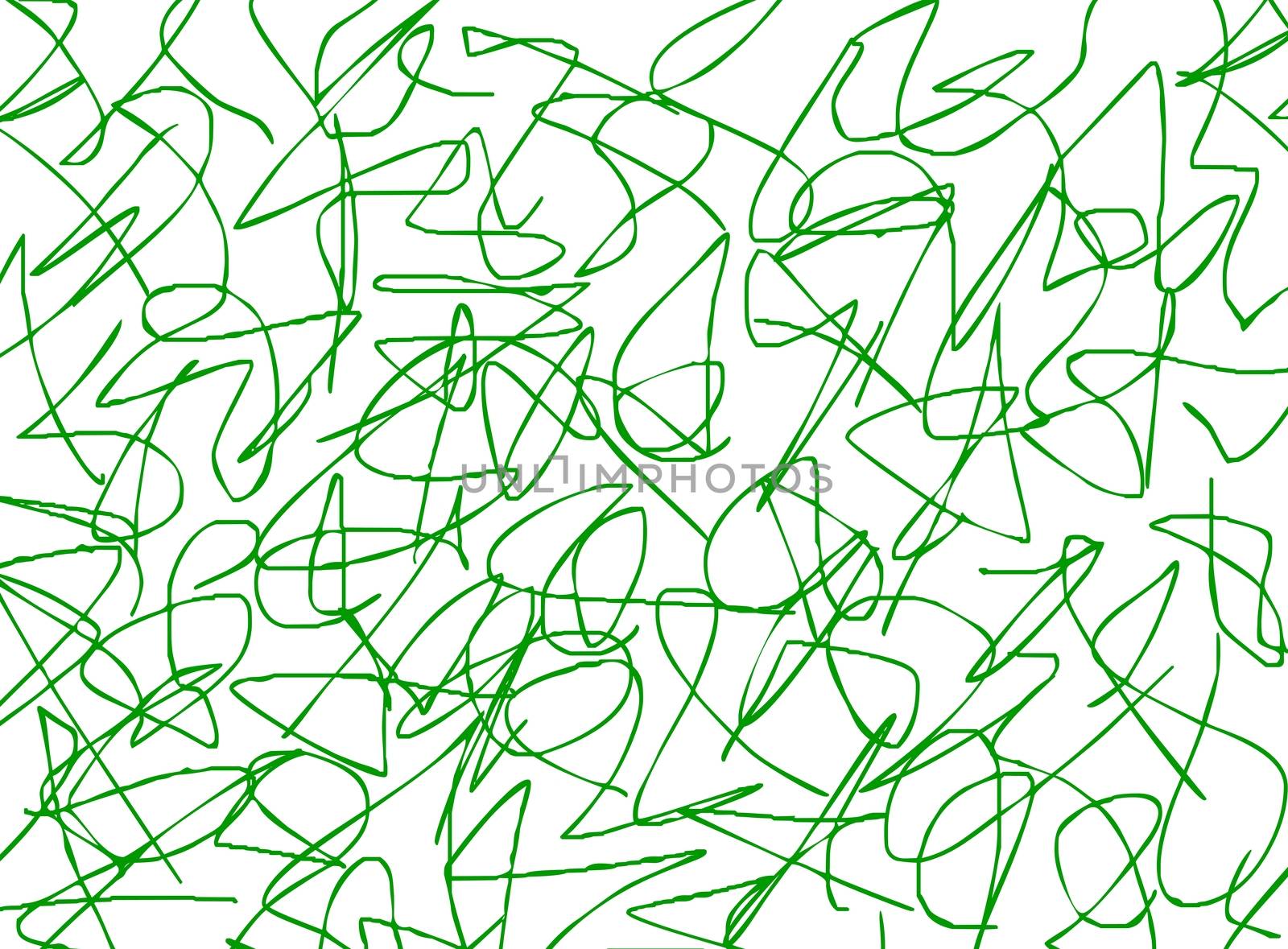 scrawl green on white background. Abstract illustration scribble. children drawing doodles. babies who write. marking text.