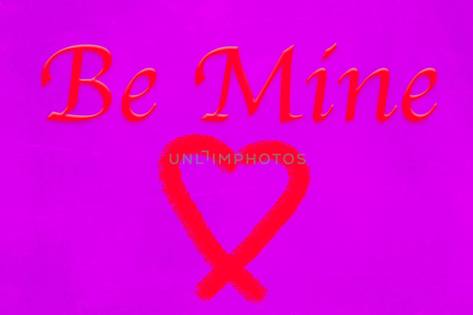 Be Mine Text With Heart On Purple Background by 	JacksonStock