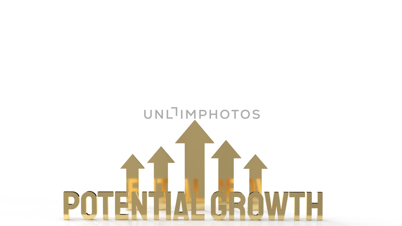 The gold text  potential growth on white background for business content 3d rendering.

