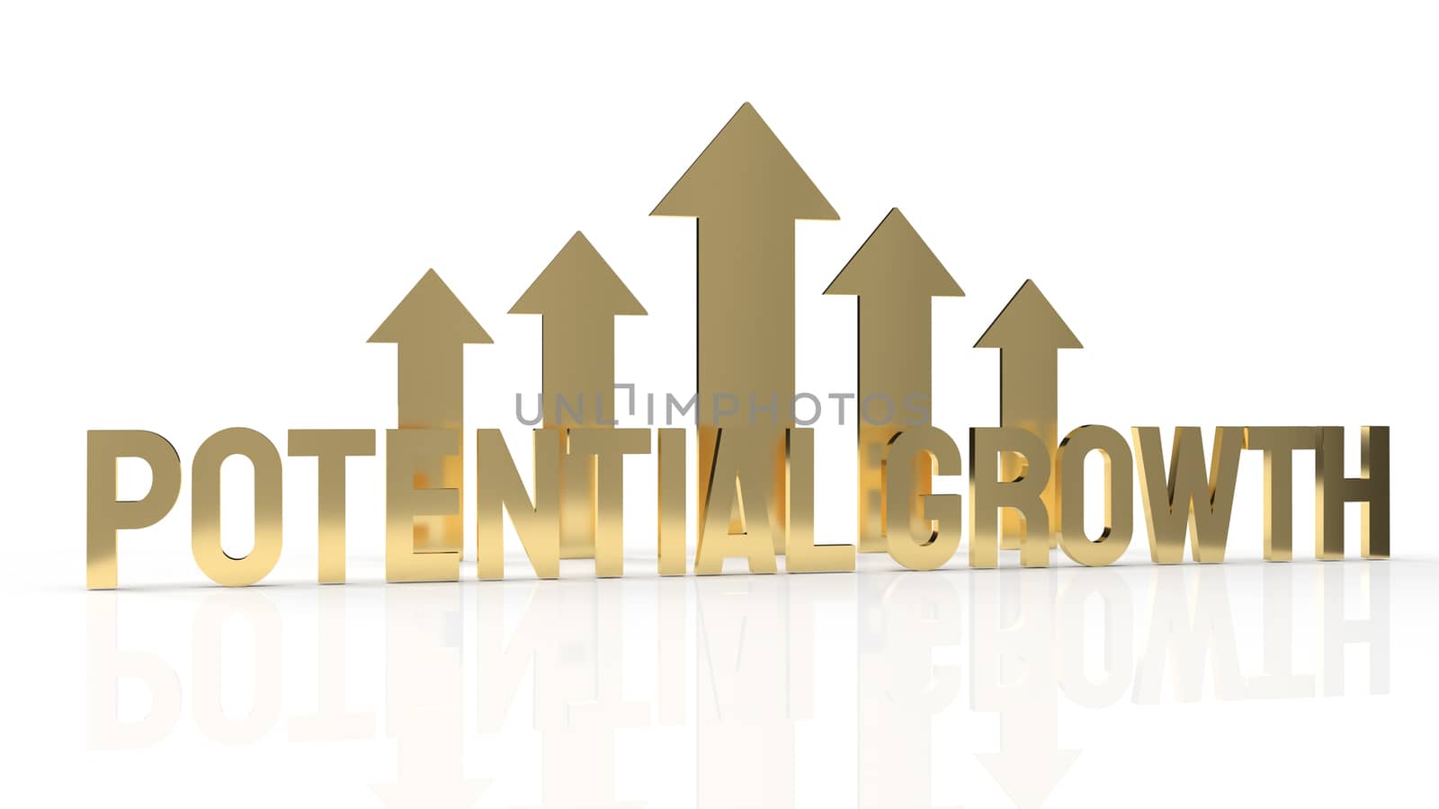 The gold text  potential growth on white background for business content 3d rendering.

