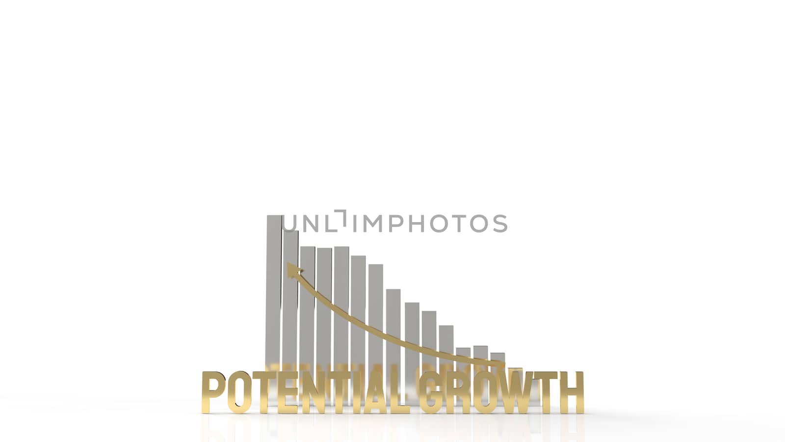 The gold text  potential growth on white background for business content 3d rendering.

