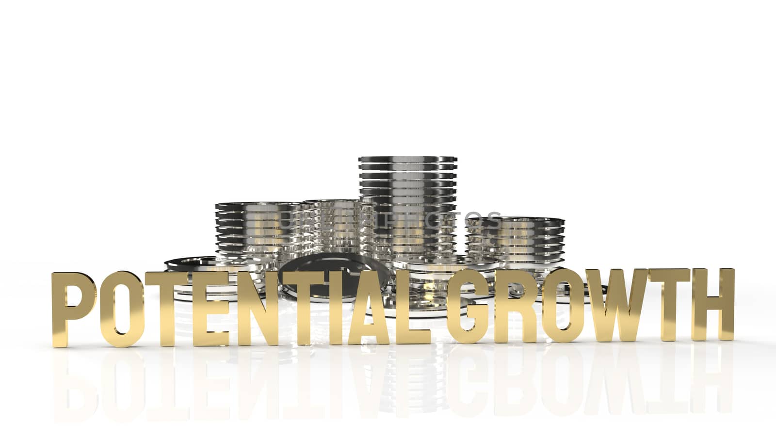 The gold text  potential growth on white background for business content 3d rendering.

