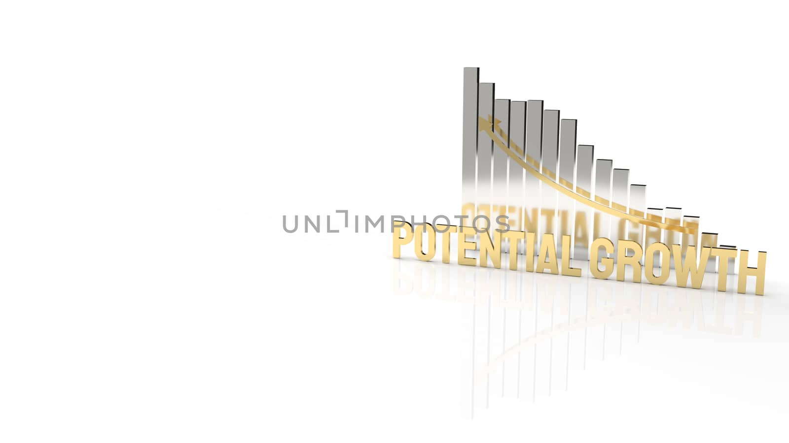 The gold text  potential growth on white background for business content 3d rendering.

