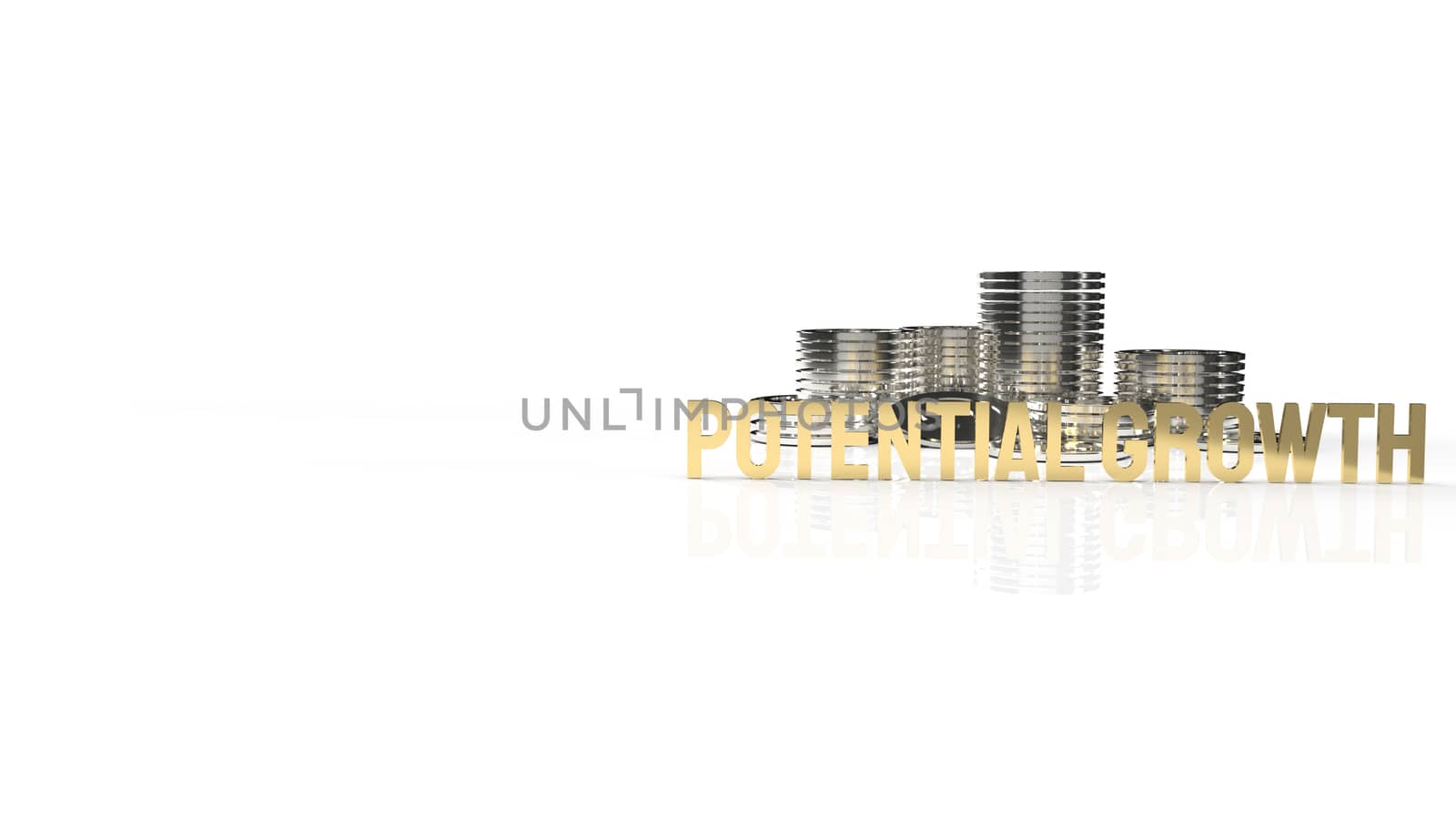 The gold text  potential growth on white background for business content 3d rendering.

