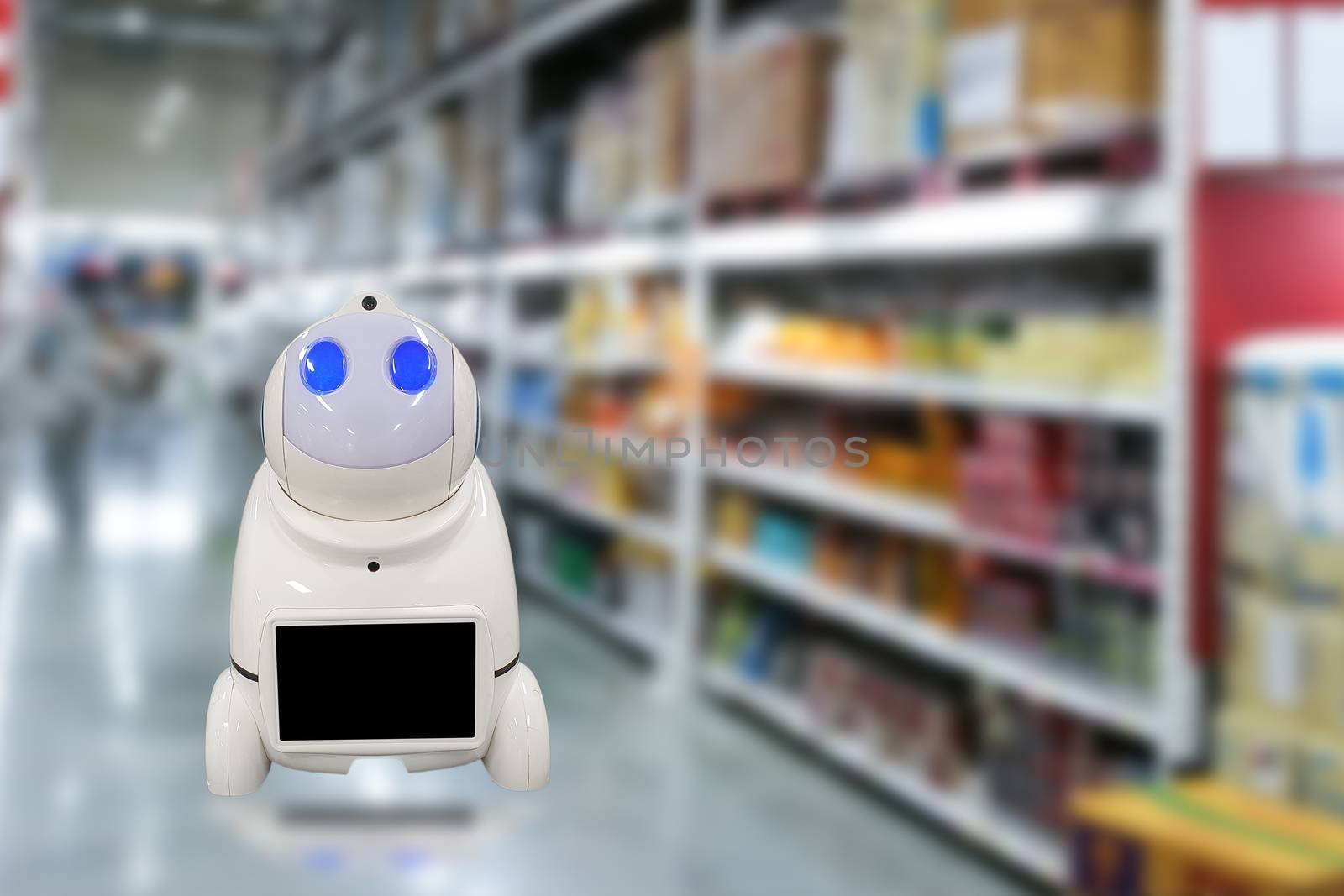 Smart automation robots in factory concept technology in warehouse