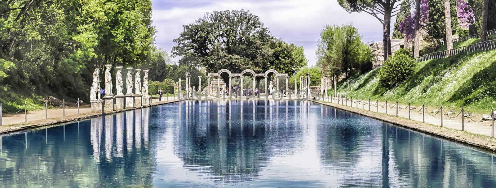 The Canopus, ancient pool in Villa Adriana, Tivoli, Italy by marcorubino