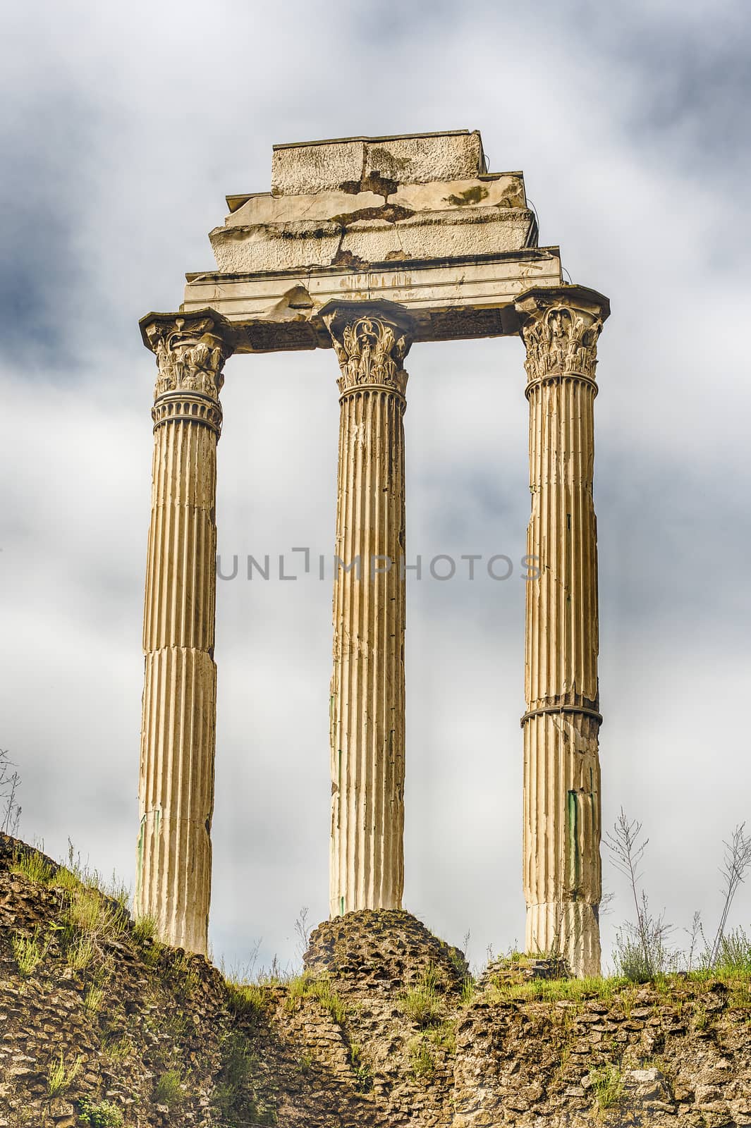 Ruins at Temple of Castor & Pollux, Roman Forum, Italy by marcorubino