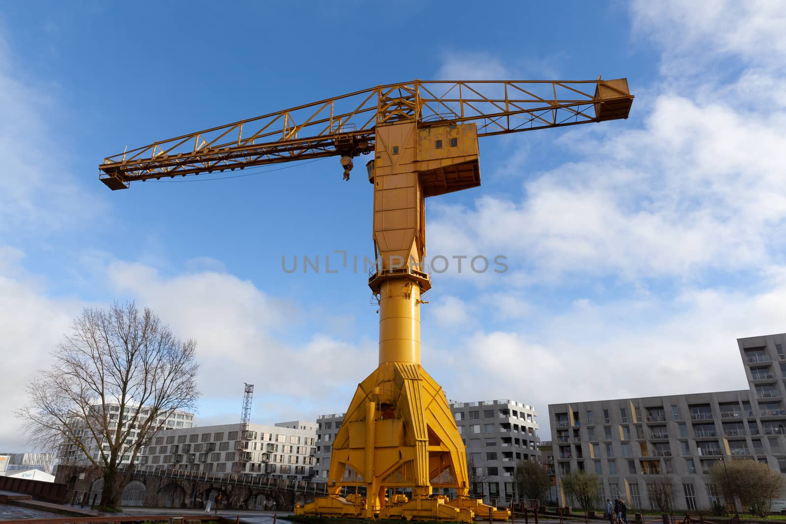 Nantes, France: 22 February 2020: Giant Yellow Crane