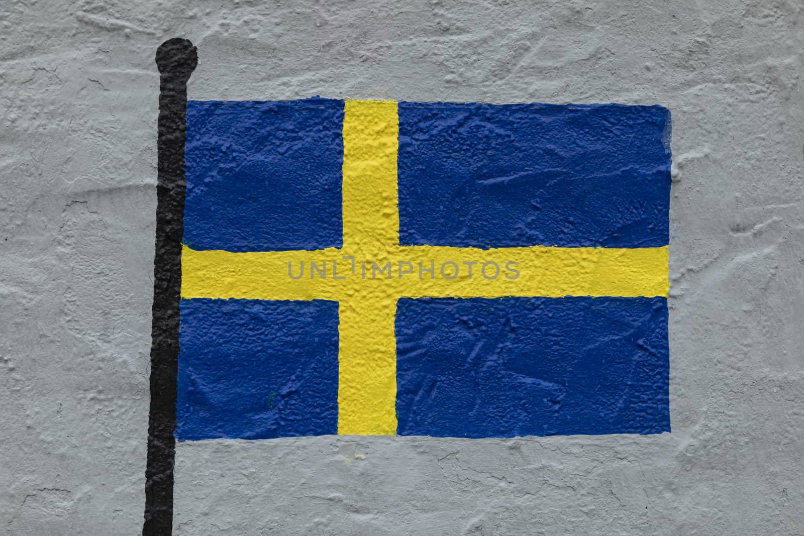 Flag of Sweden, painted on a wall by alvarobueno