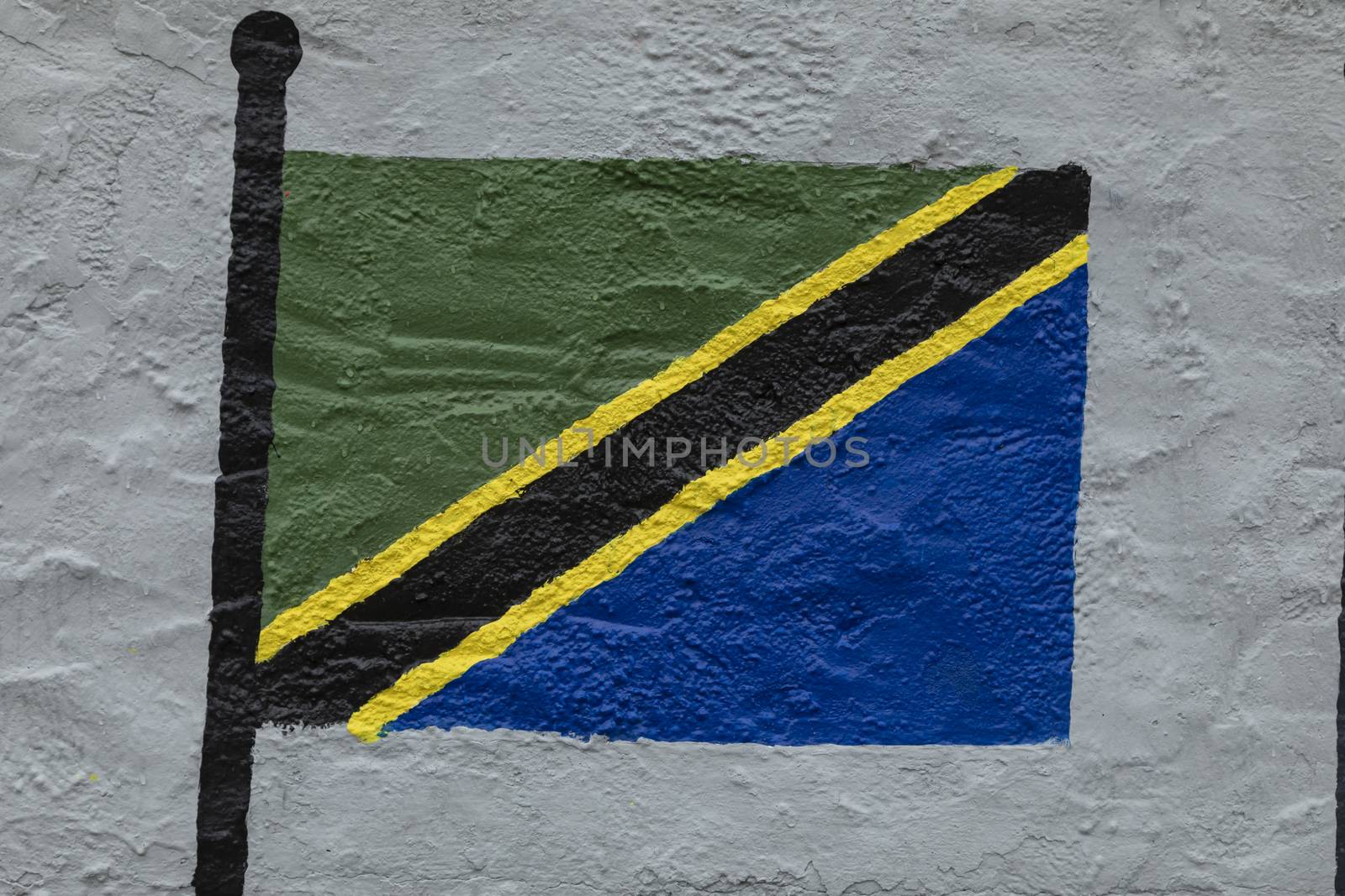 Flag of Tanzania, painted on a wall by alvarobueno