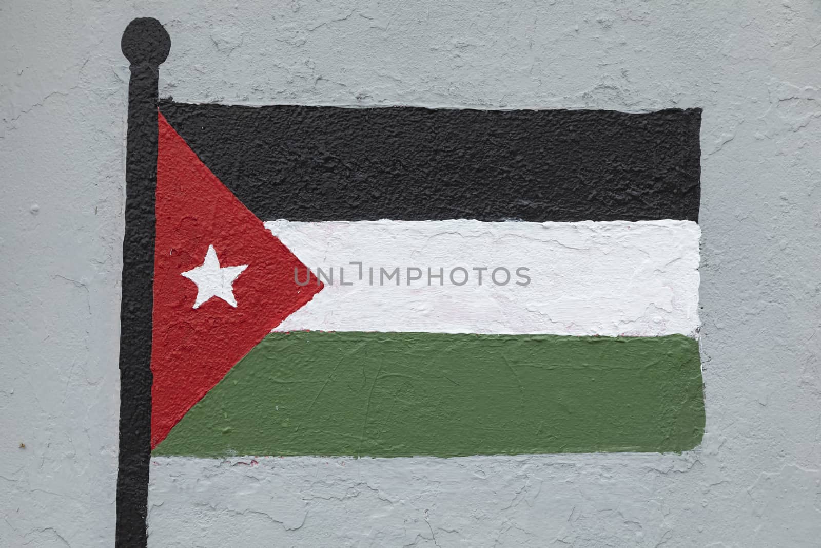 Flag of Jordan, painted on a wall by alvarobueno