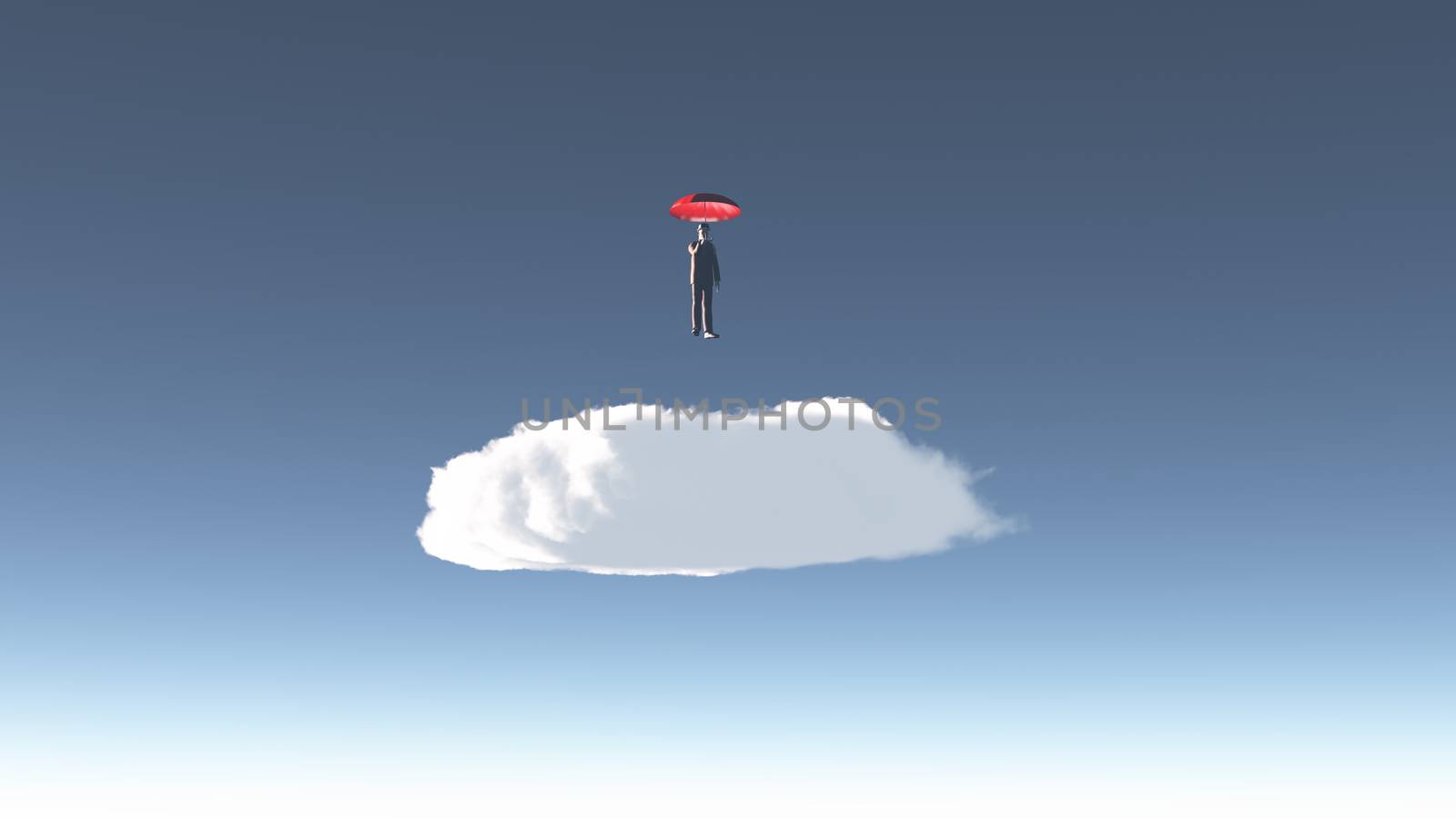 Man hovers above cloud by applesstock