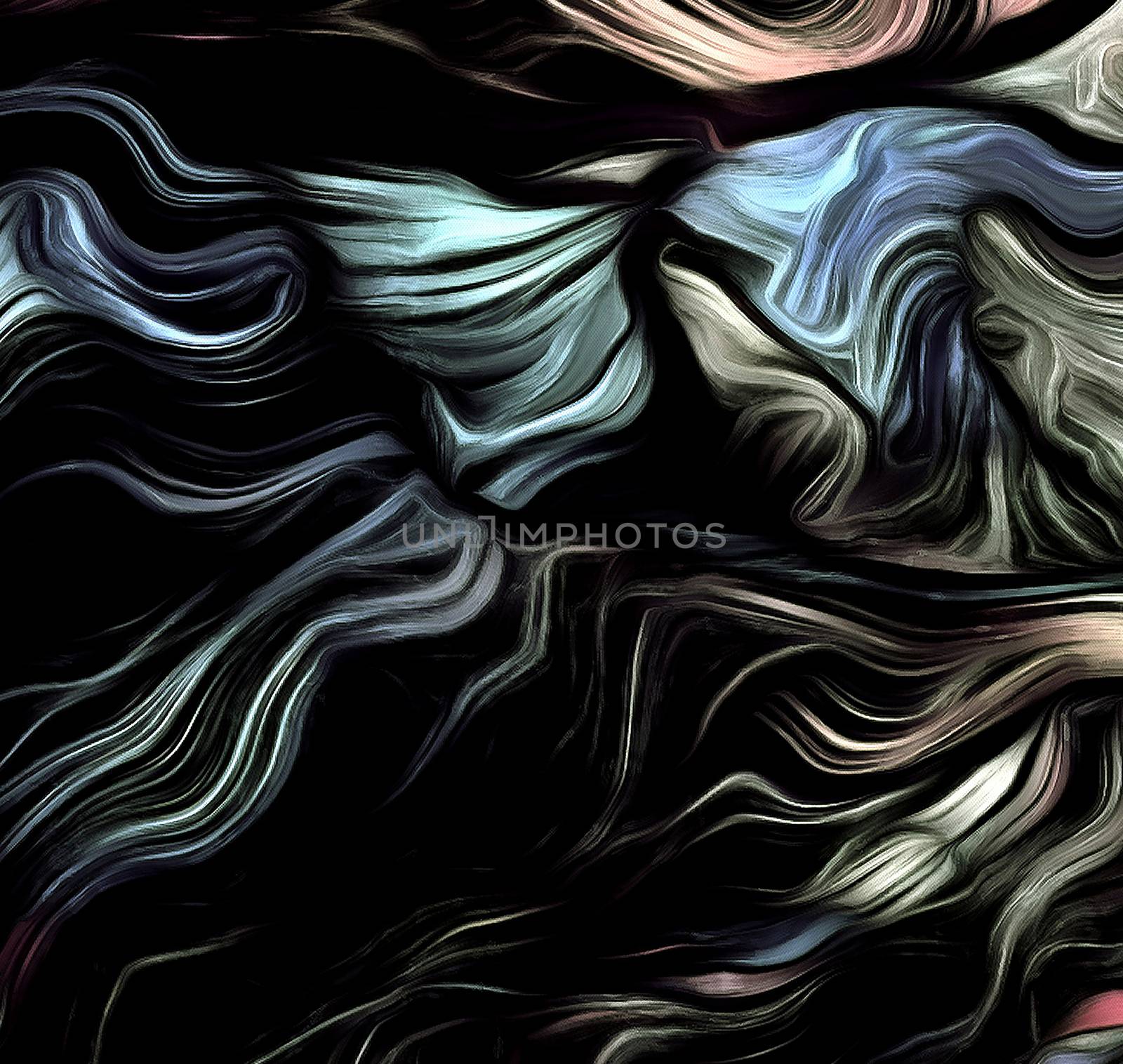 Fluid lines of dark color movement. 3D rendering