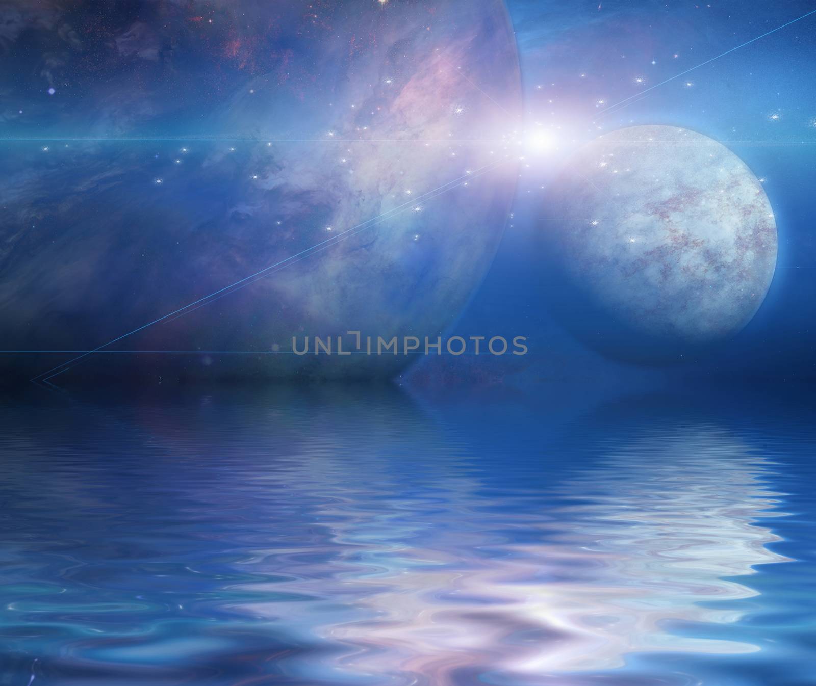 Waters reflection and Planets by applesstock