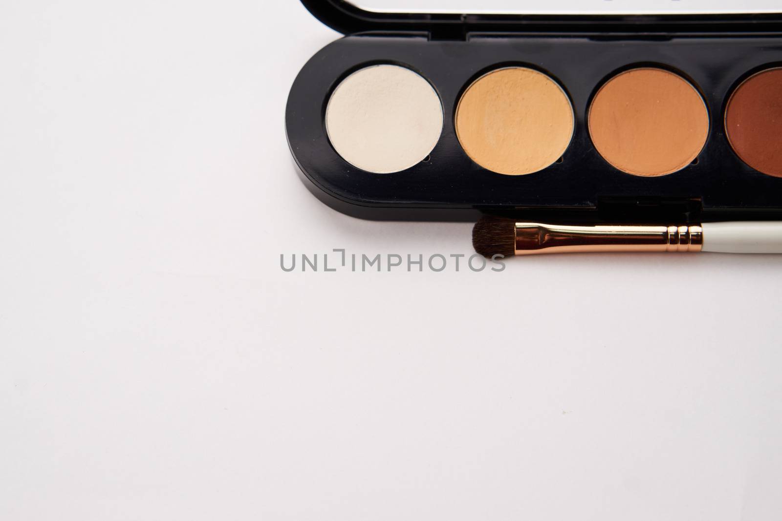 professional eyeshadow on isolated background and makeup brushes cosmetics fashion. High quality photo