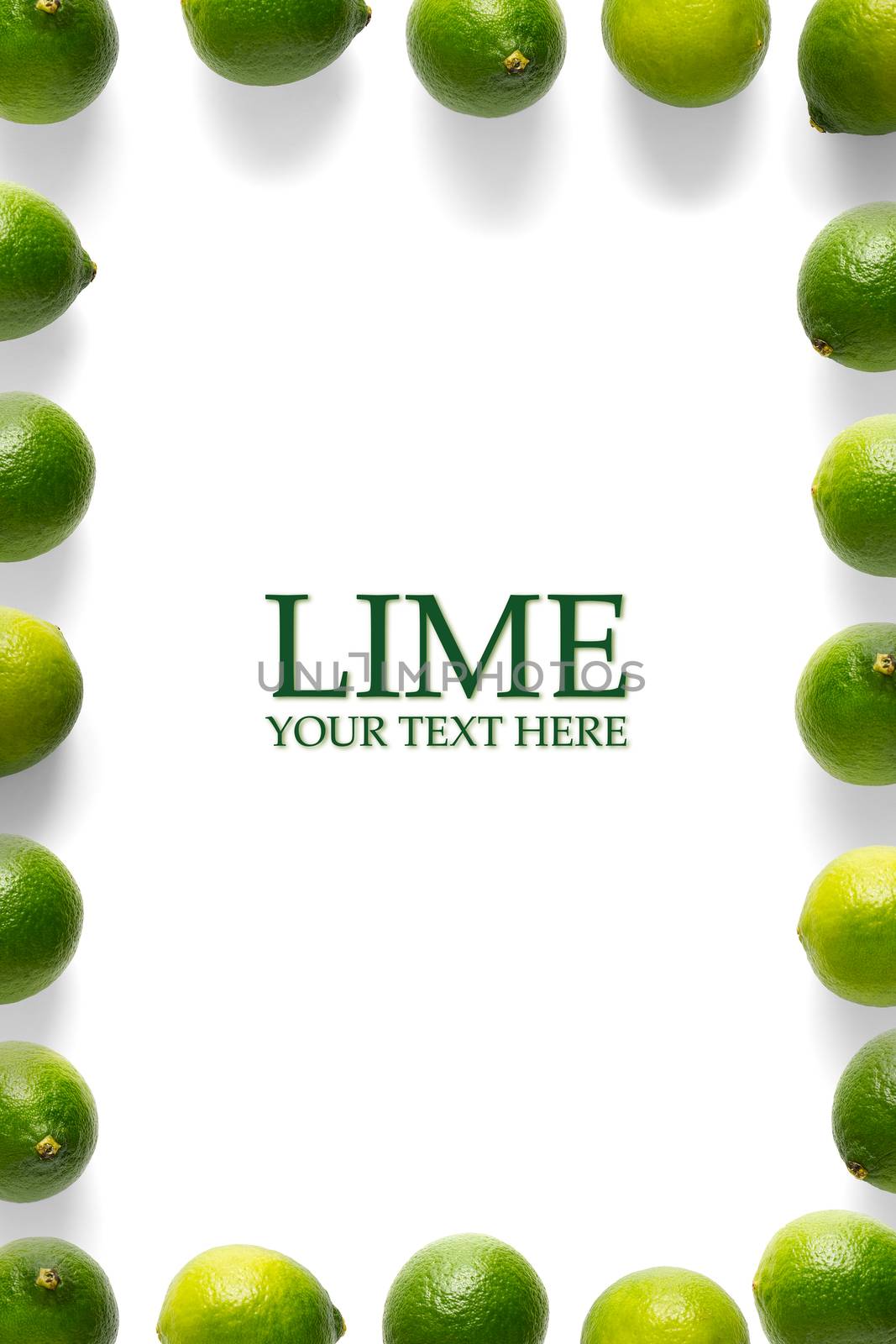 Creative layout made of lime on the white background. limes Flat lay modern design. Food concept. Lime green citrus Mockup concept. by PhotoTime