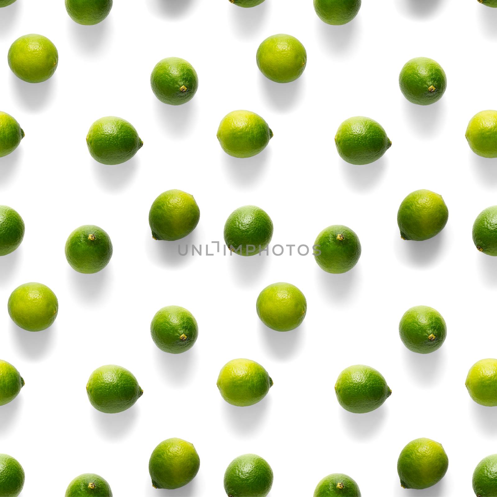 Seamless pattern with green lime. Tropical abstract Seamless pattern background. Fresh ripe Lime on the white background.