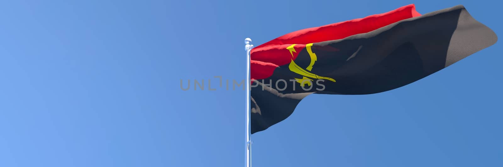 3D rendering of the national flag of Angola waving in the wind by butenkow