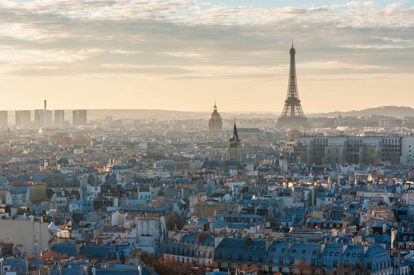 Paris skyline aerial view with the eiffel tower by LP2Studio
