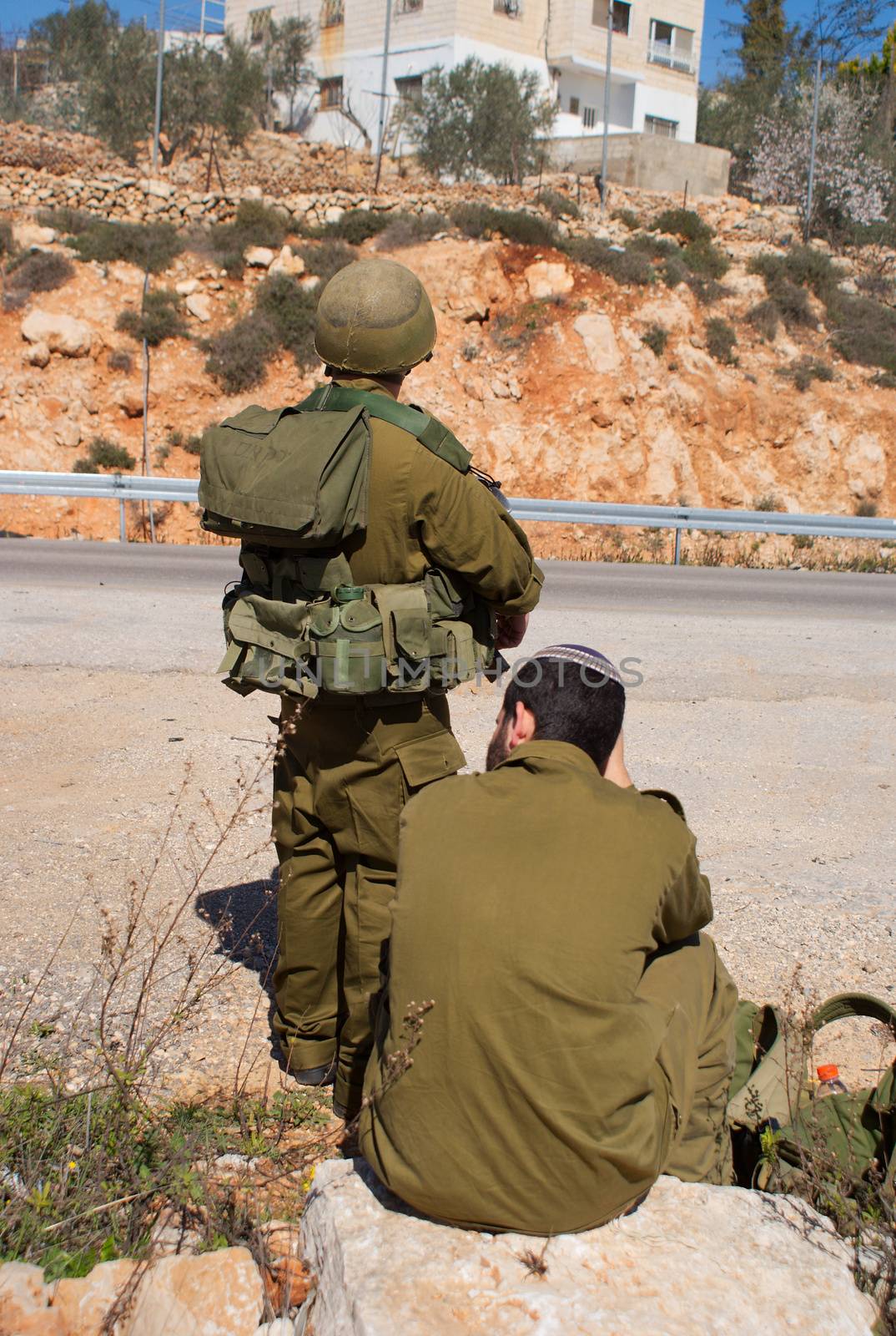 Israeli soldiers patrol in palestinian village by javax