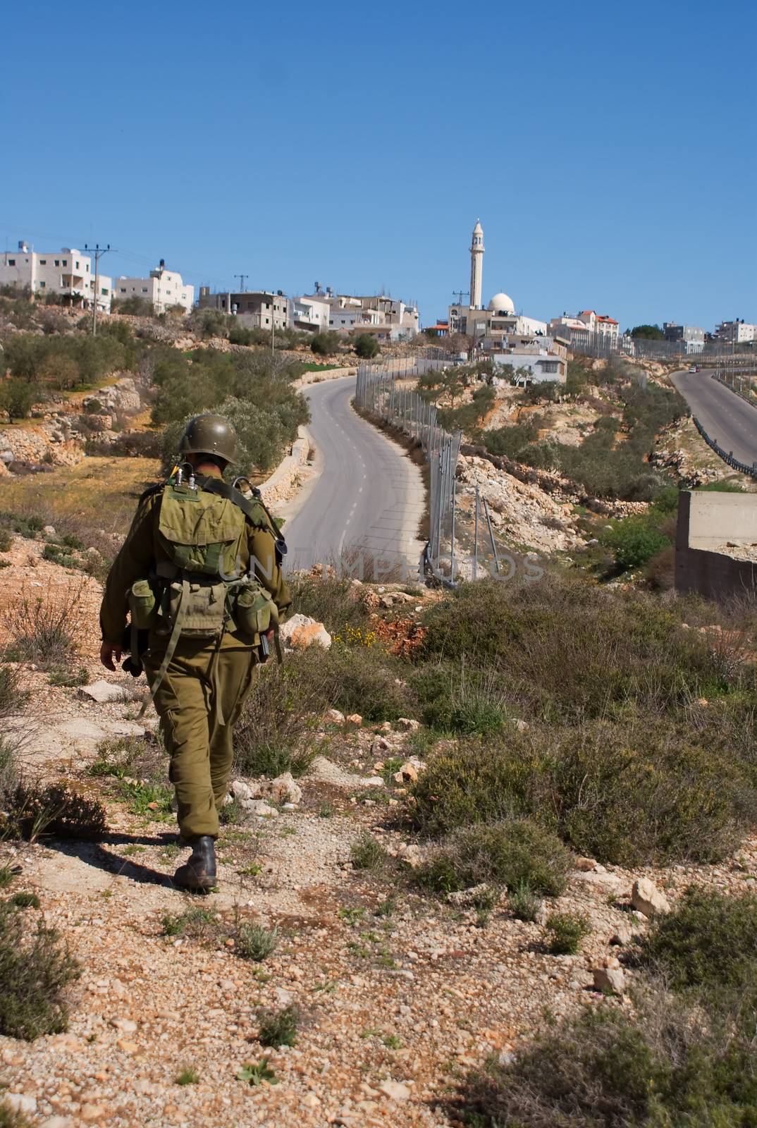 Israeli soldiers patrol in palestinian village by javax