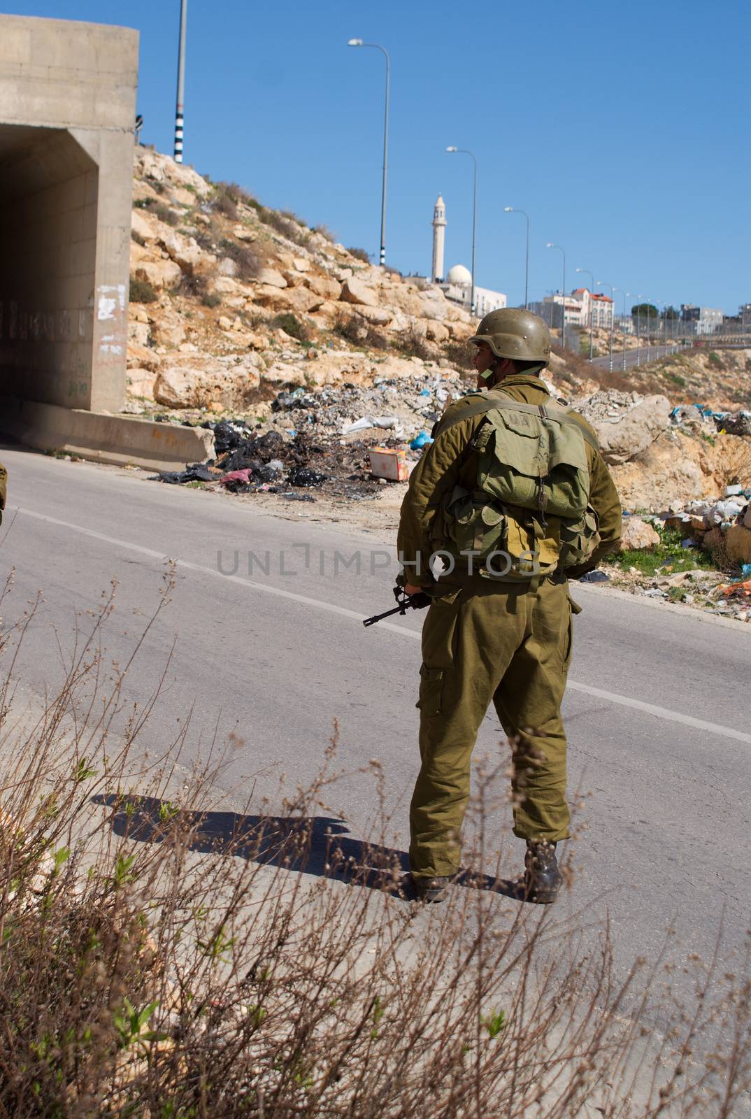 Israeli soldiers patrol in palestinian village by javax