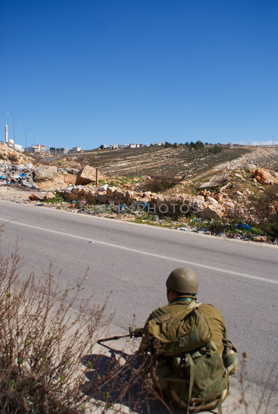 Israeli soldiers patrol in palestinian village by javax