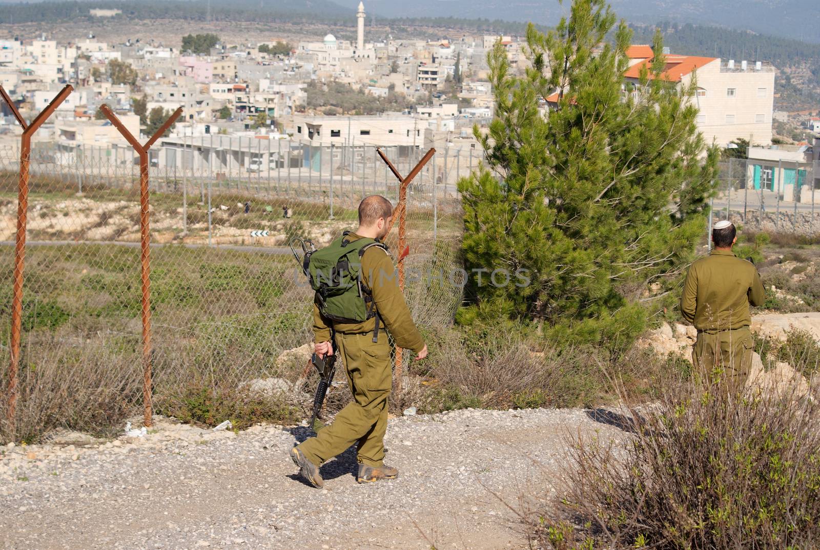 Israeli soldiers patrol in palestinian village by javax
