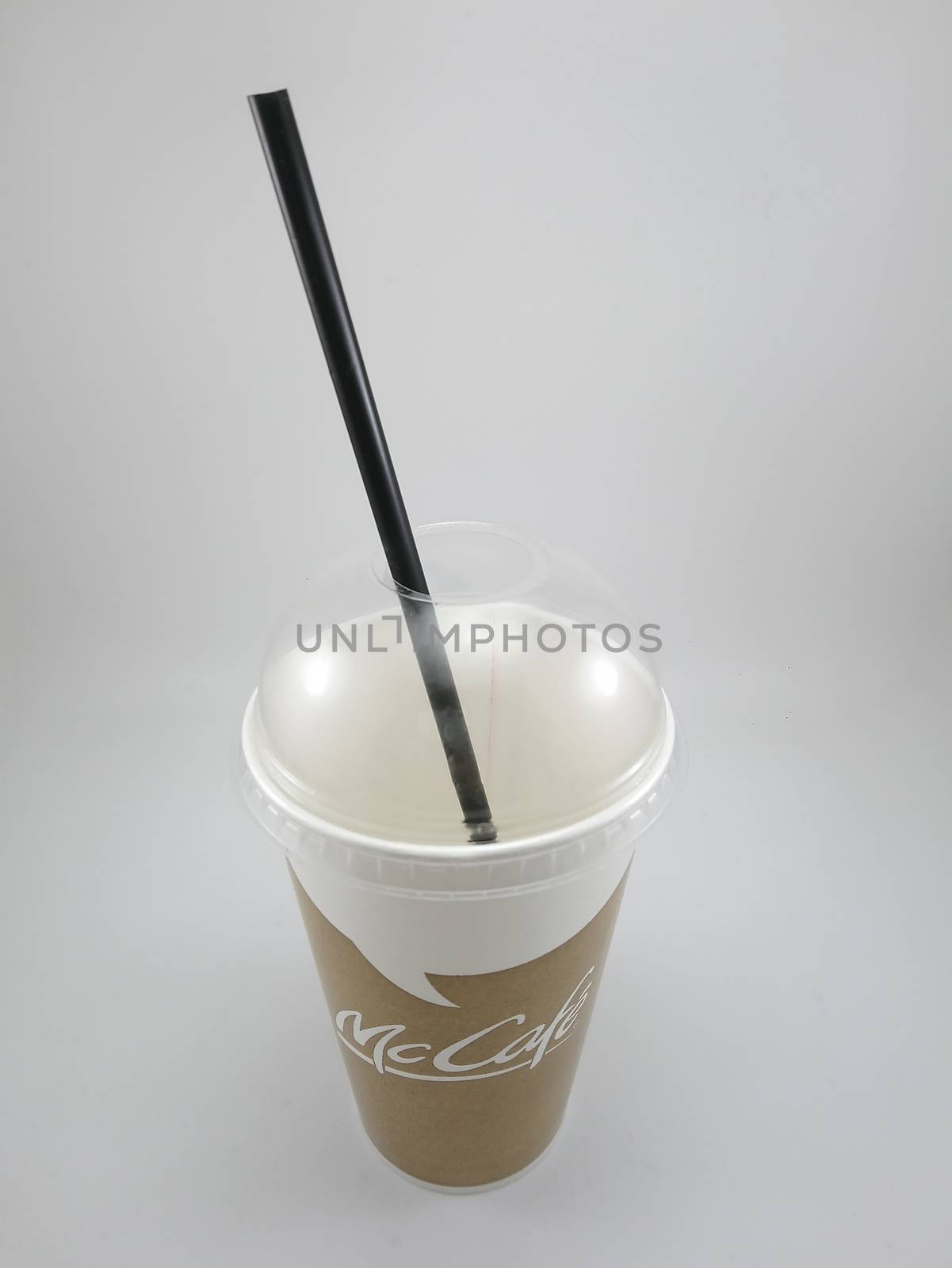MANILA, PH - SEPT 24 - McCafe drinking cup with straw on September 24, 2020 in Manila, Philippines.