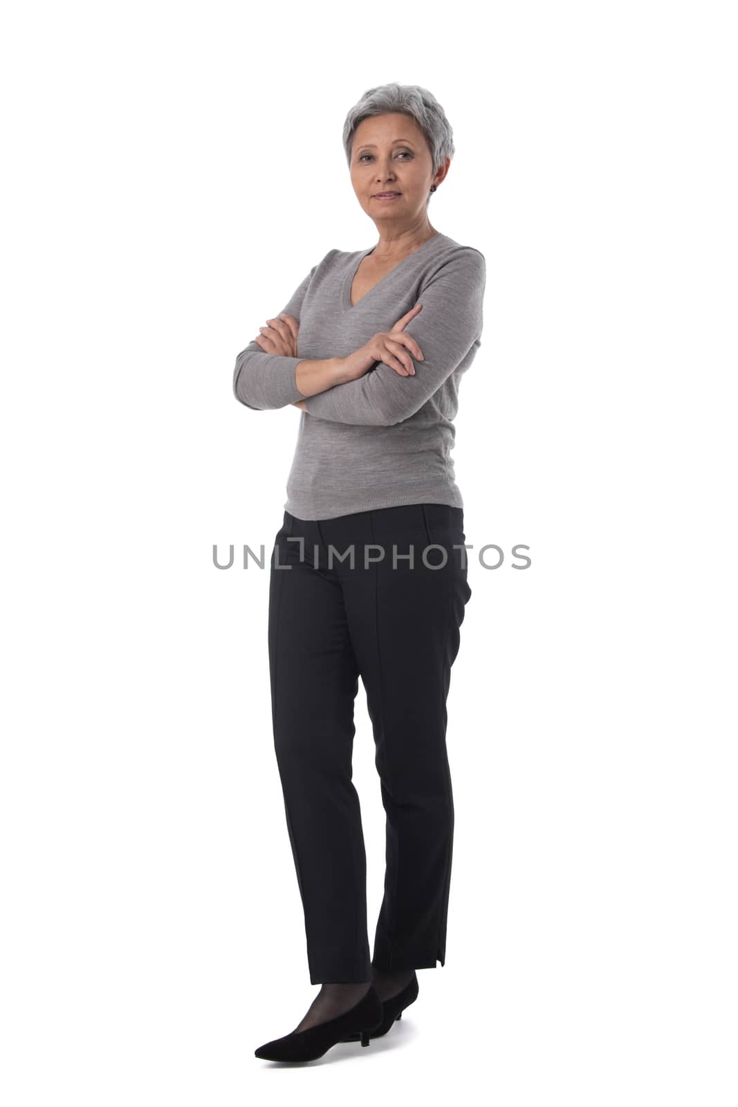 Full length asian woman portrait on white by ALotOfPeople