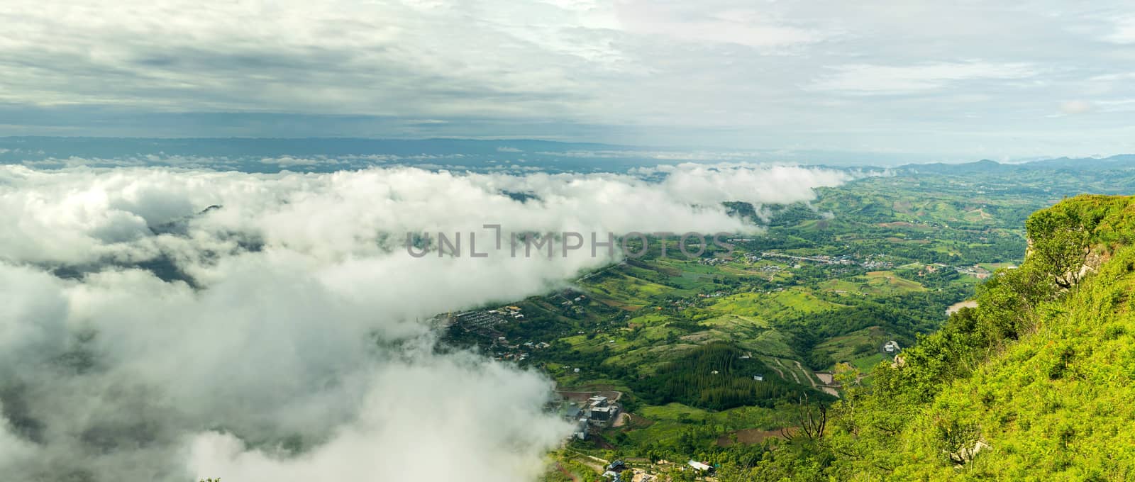 Panoramic view of the clouds covering the city. by wattanaphob