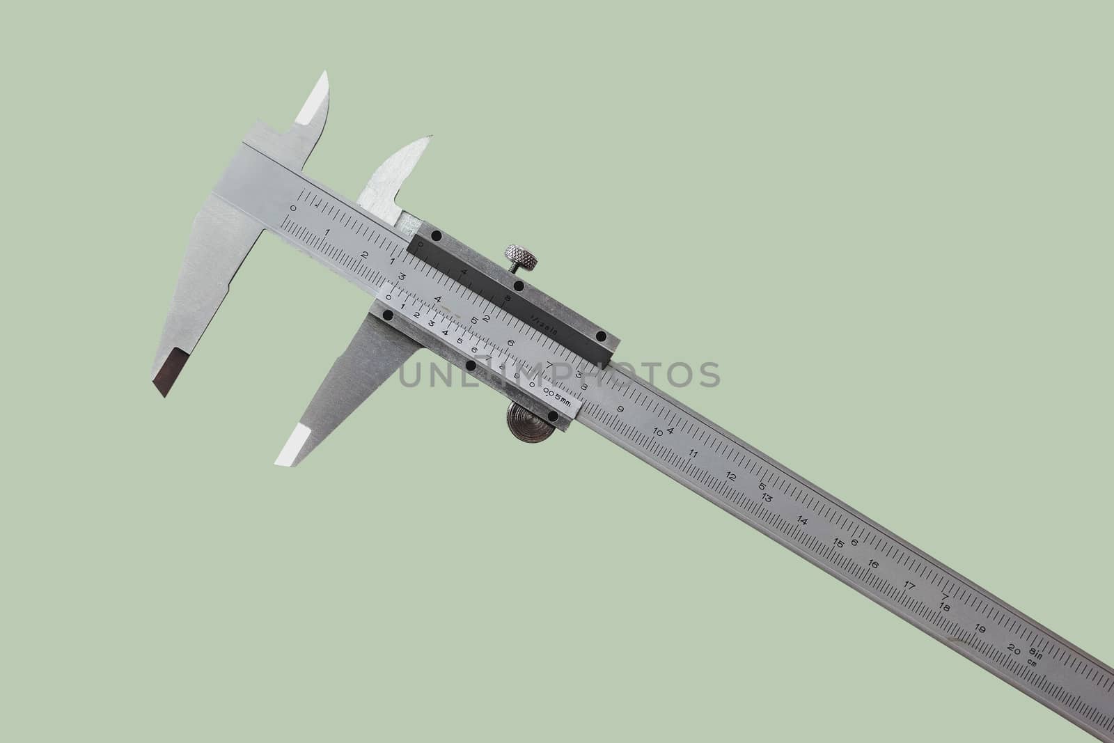 Vernier is a measure of the jobs and the industry is measured in centimeters and inches isolated on pastel color background.