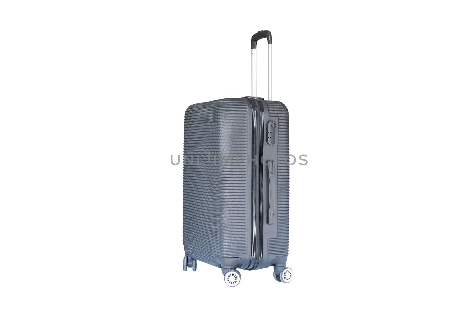 Beautiful gray color travel luggage isolated. by wattanaphob