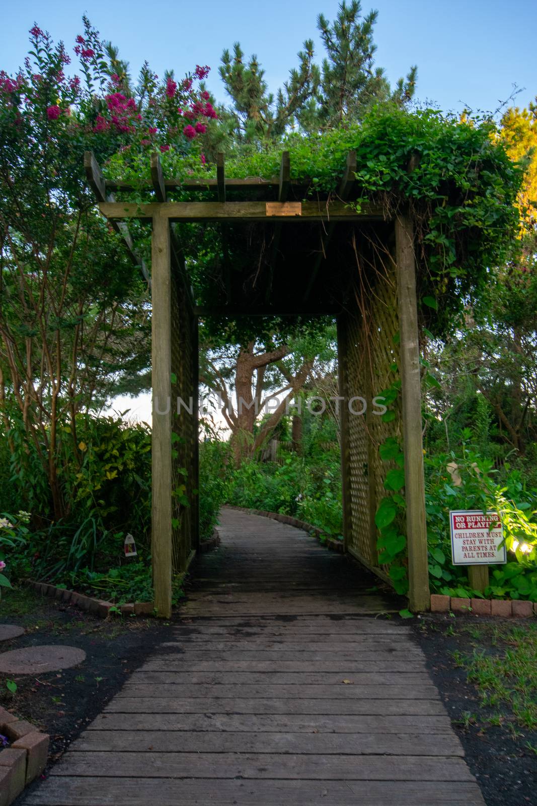 An Arch in the Lush Gardens of the Historic Hereford Lighthouse  by bju12290