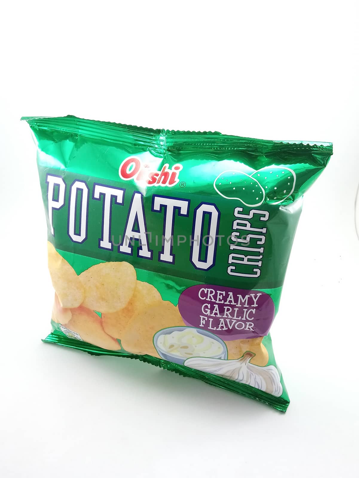 Oishi potato crisps creamy garlic flavor in Manila, Philippines by imwaltersy