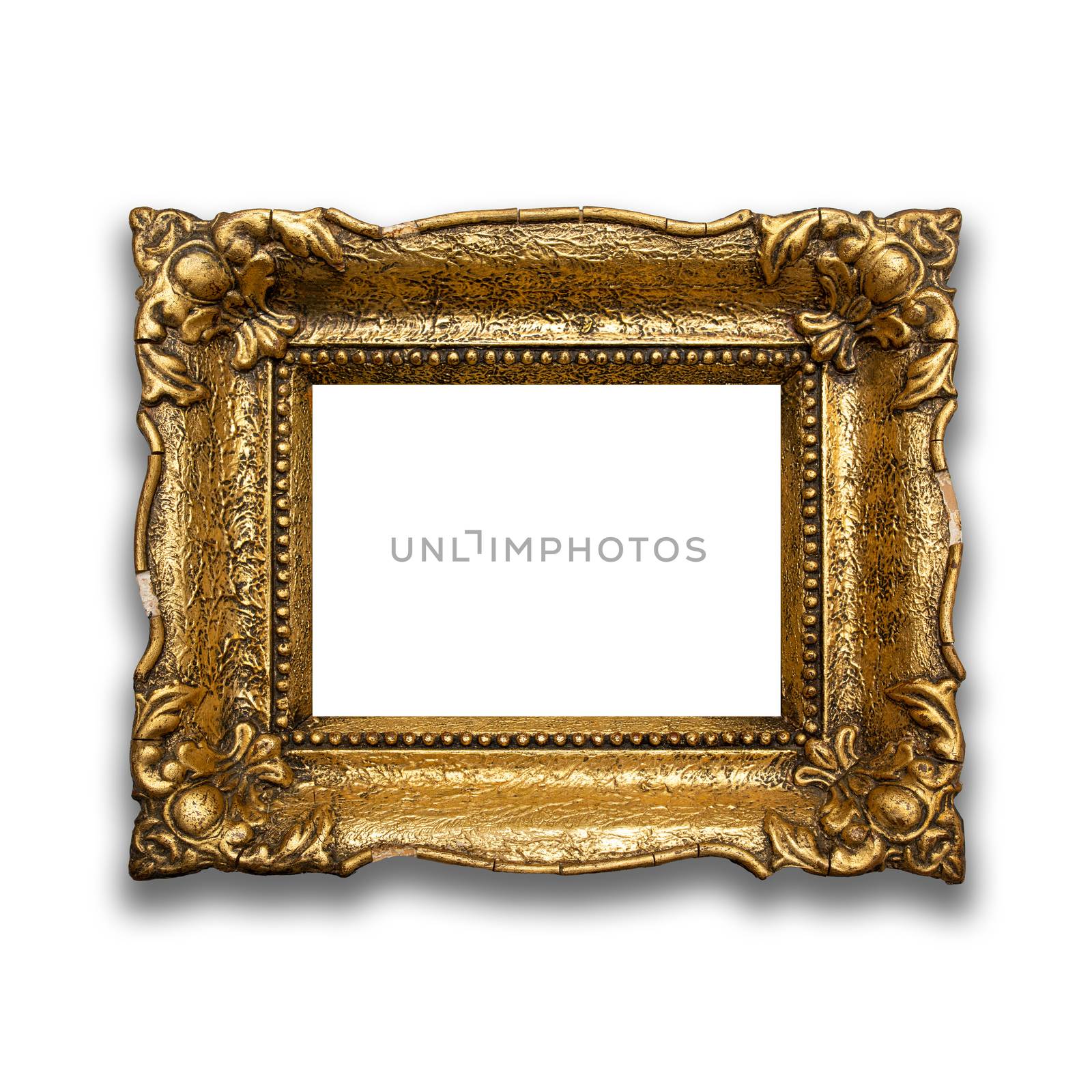 Retro Old Gold Frame On White Background by adamr