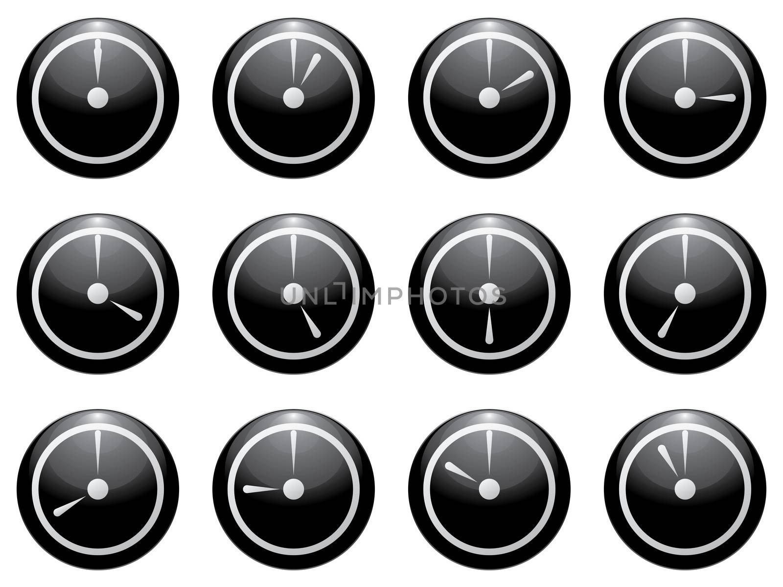 clock symbol set white on black isolated on white background by Lemon_workshop