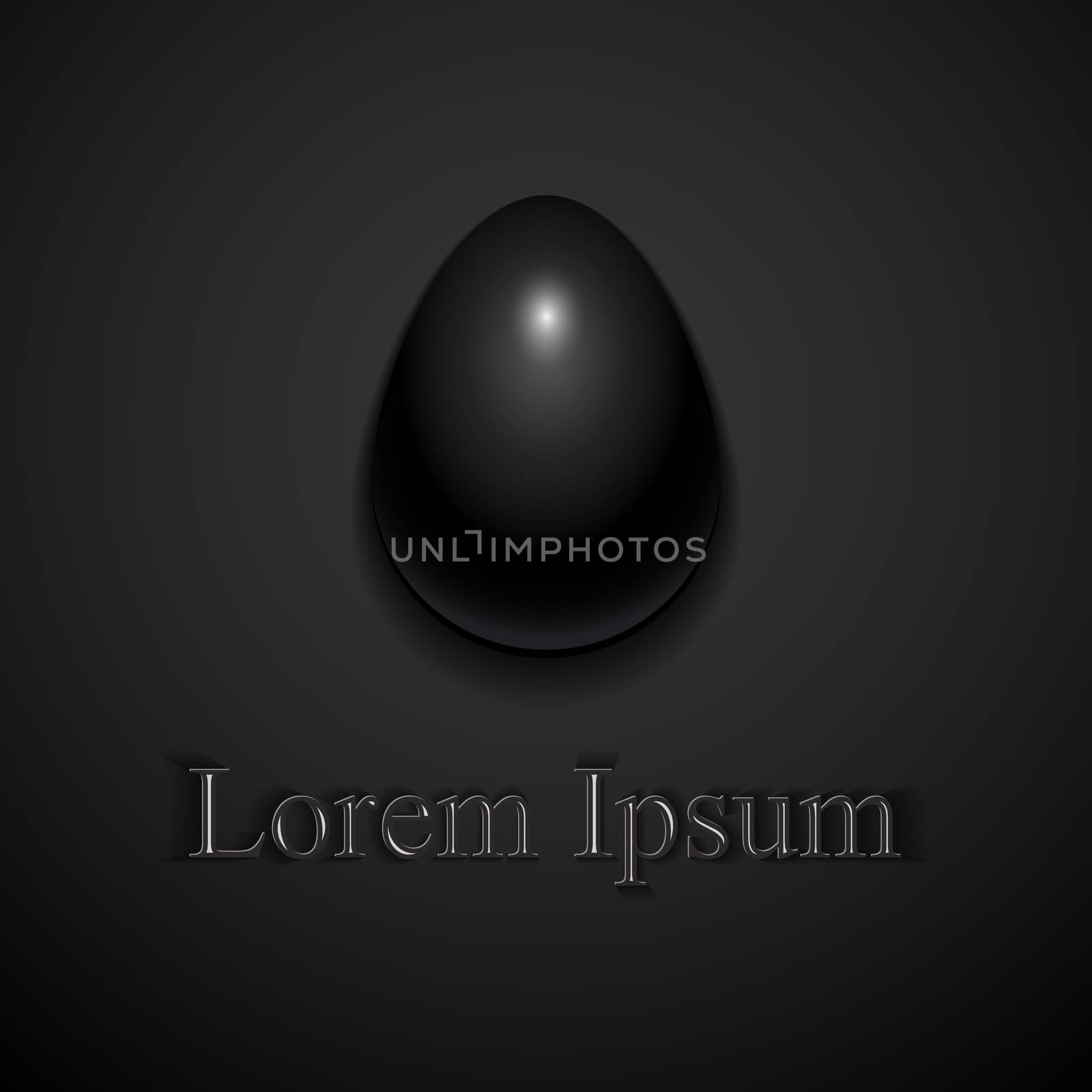 Stylish creative black glossy easter egg logo sample text.