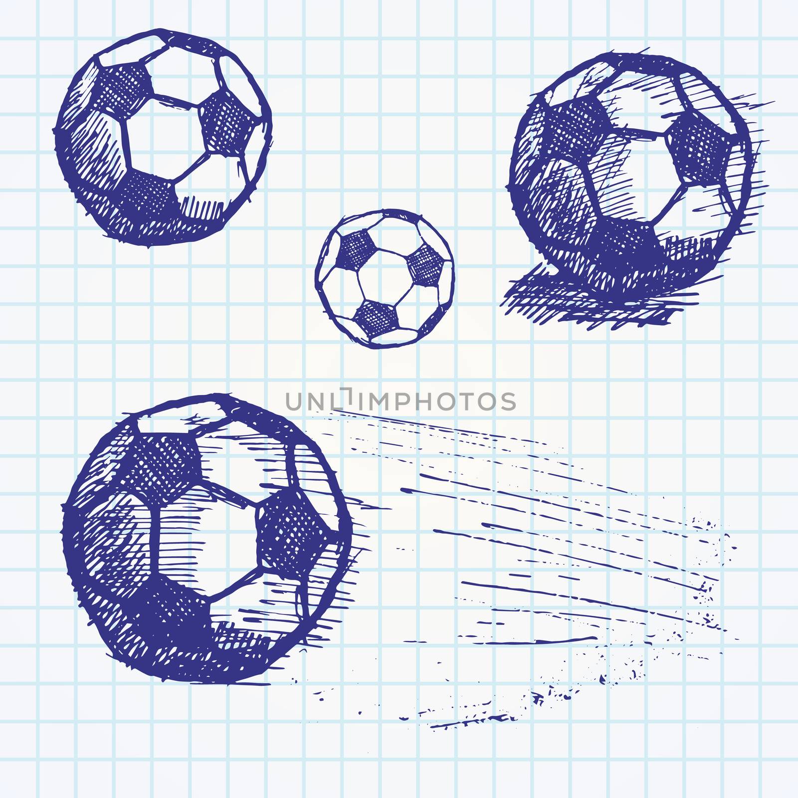 Football soccer ball sketch set on paper notebook by Lemon_workshop