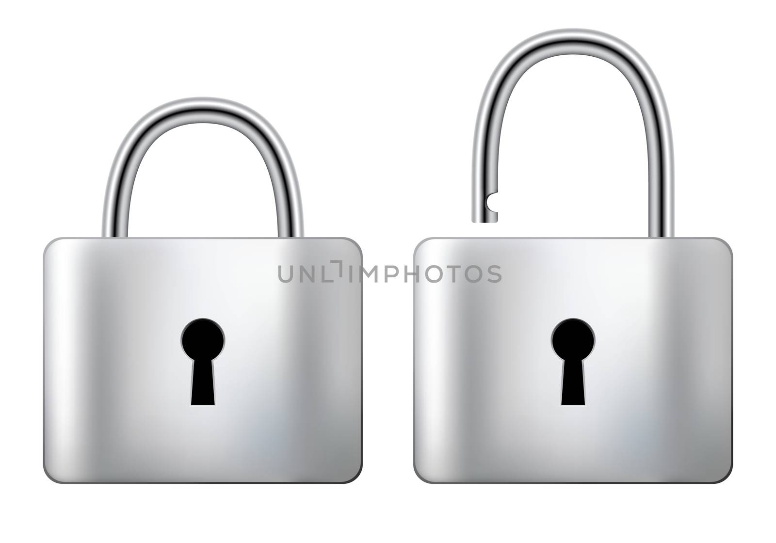 Locked and unlocked Padlock steel isolated on white background by Lemon_workshop