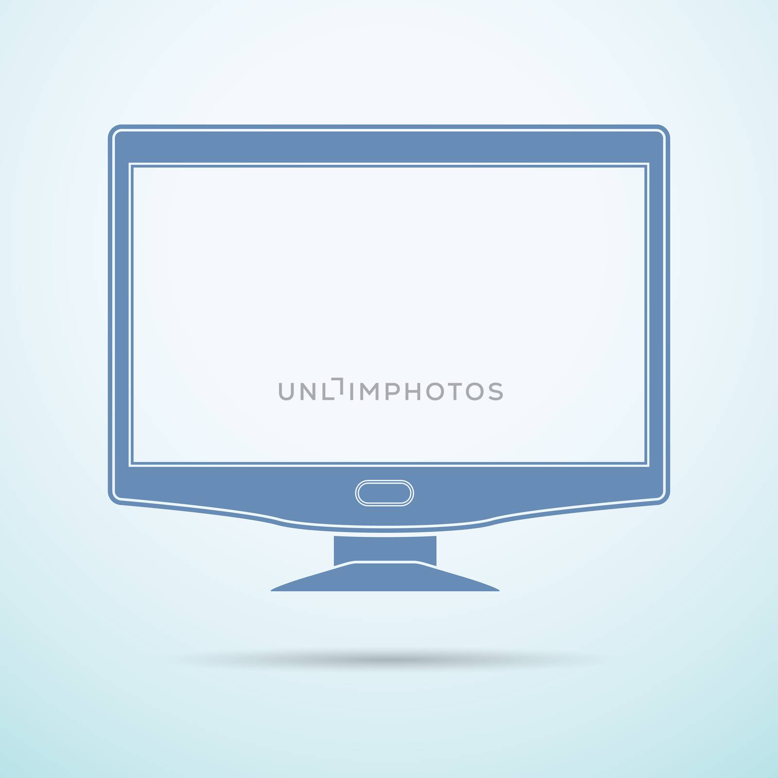 Widescreen monitor flat icon on blue background.